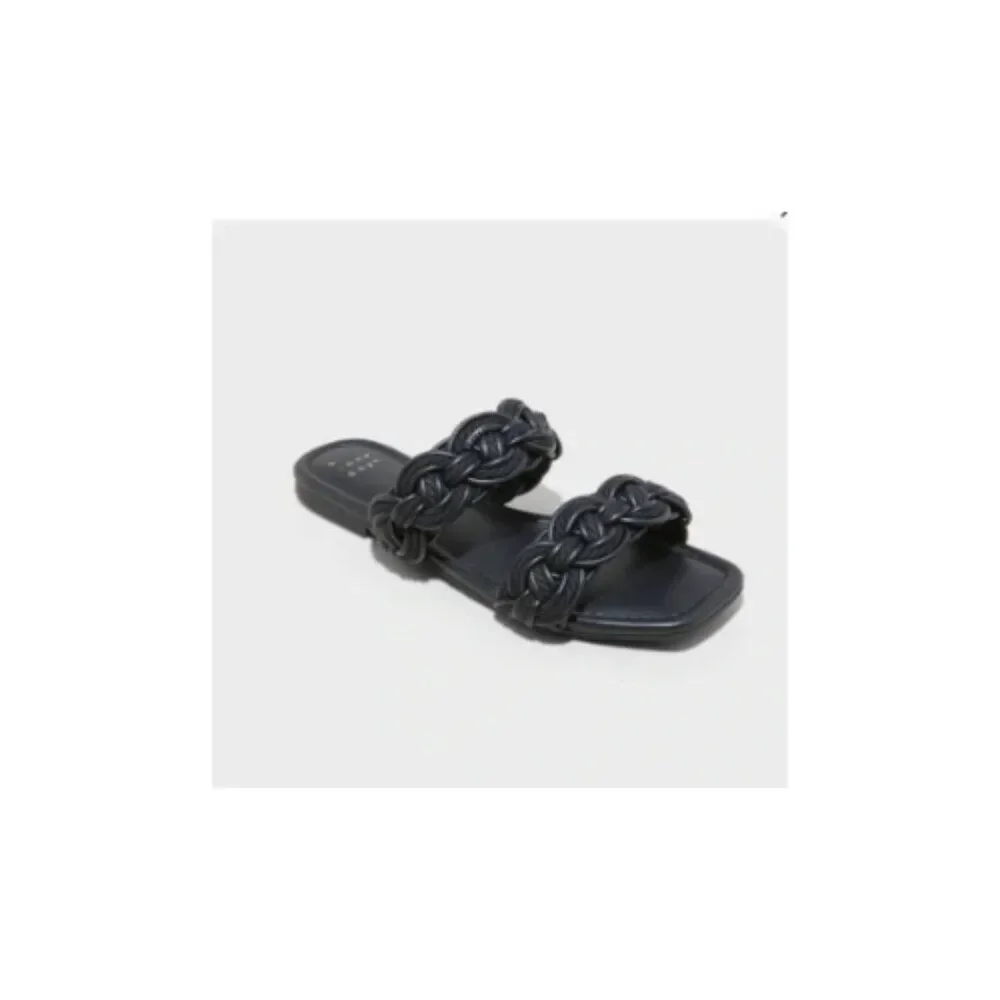 Women's Sarafina Woven Two-Band Slide Sandals with Memory Foam A New Day 8.5